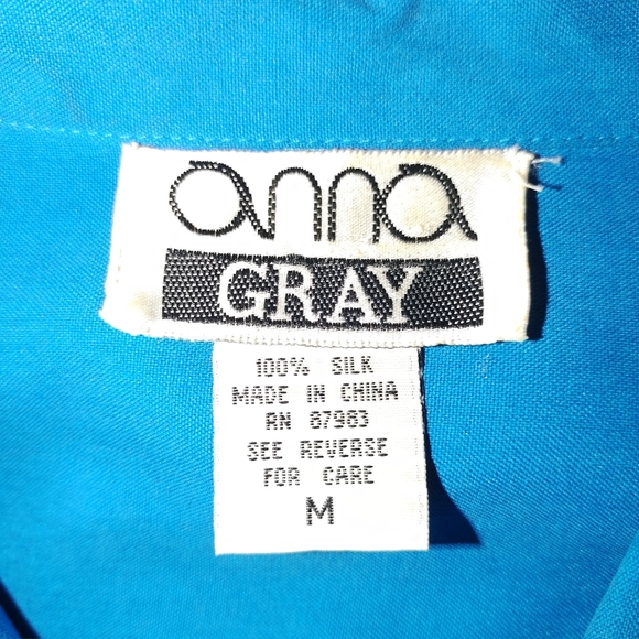 Anna Gray 100% Silk Blue Blouse M - Picture 2 of 4